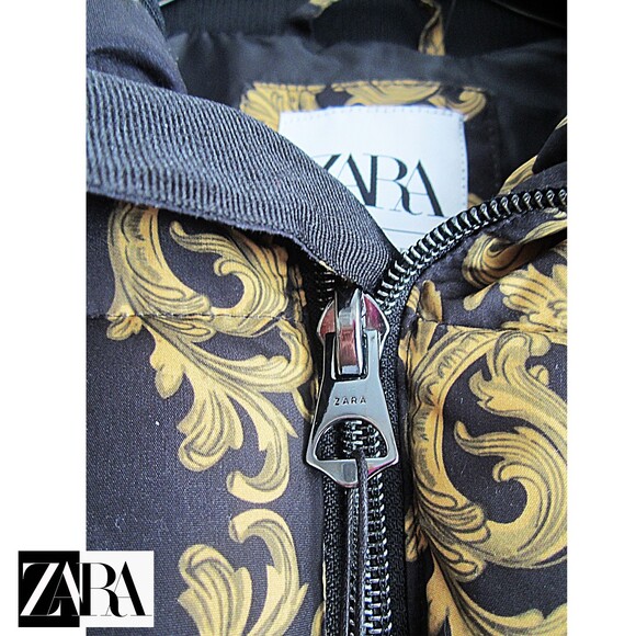 ZARA NEW Skater Scroll Motif Quilted Bomber Jacket S - Picture 8 of 12